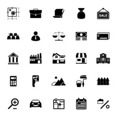 Mortgage and home loan icons on white background