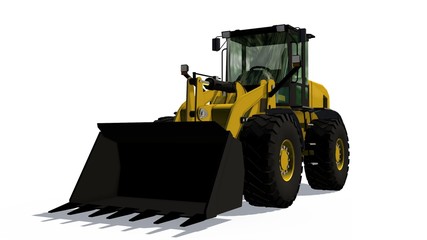 Fototapeta premium Wheel loader bulldozer isolated on white background