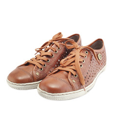 collection of leather shoes for men and women,isolated on white 