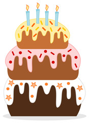 Cute sweet birthday cake with candle