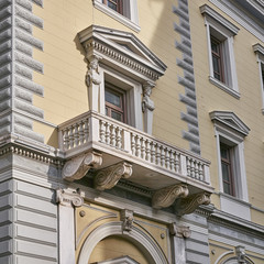 Athens, Greece, neoclassical building balcony