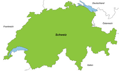 Schweiz in grün (beschriftet)