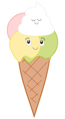 Happy cute ice cream funny cartoon illustration