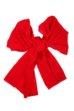 Silk Scarf. Red Silk Scarf Folded Like Bowknot