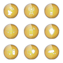 Telecom Communication Yellow Vector Button Icon Design Set
