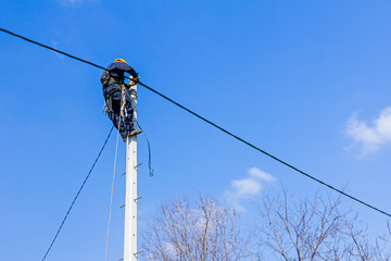 Work on a pole