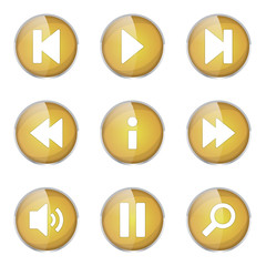 Multimedia Controller Yellow Vector Button Icon Design Set