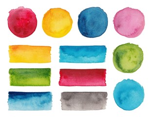Set of colorful watercolor palettes