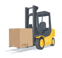 Loader car with box. Eps10 vector illustration. Isolated on