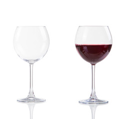 Set of glasses with red wine