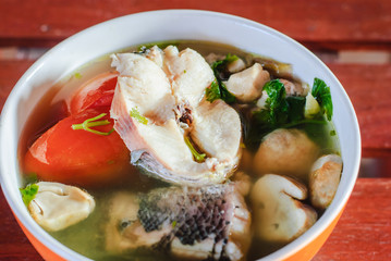 Tom yum soup with fish
