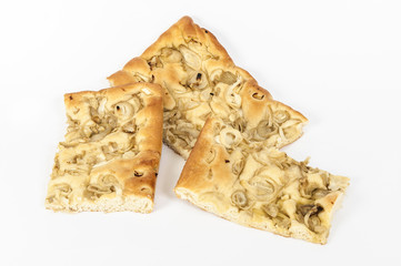 Slices of onion focaccia