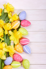 Easter eggs with narcissus