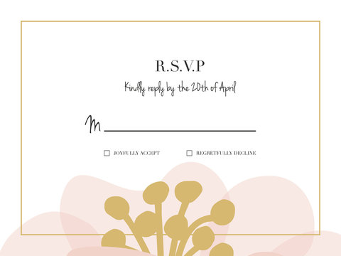 RSVP wedding card with one big flower. Vector design.