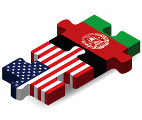 USA and Afghanistan Flags in puzzle