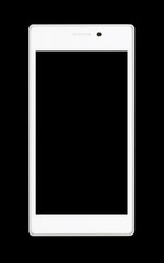 White smartphone at black background