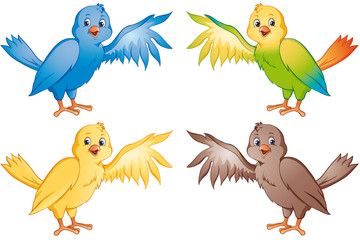 bunte Vögel Set Sammlung Kollektion