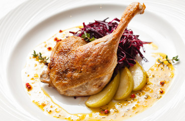 Roast duck with beetroot