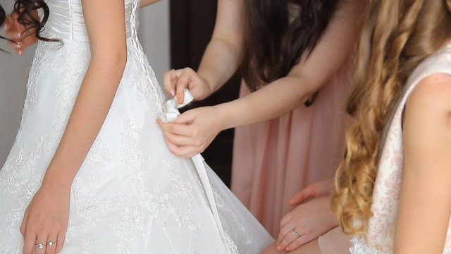 The bride wears a garter