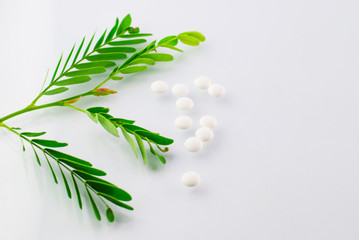 white tablets isolated on white background