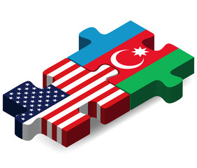 USA and Azerbaijan Flags in puzzle