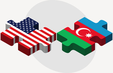 USA and Azerbaijan Flags in puzzle