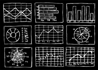 Sketch business charts in vintage style