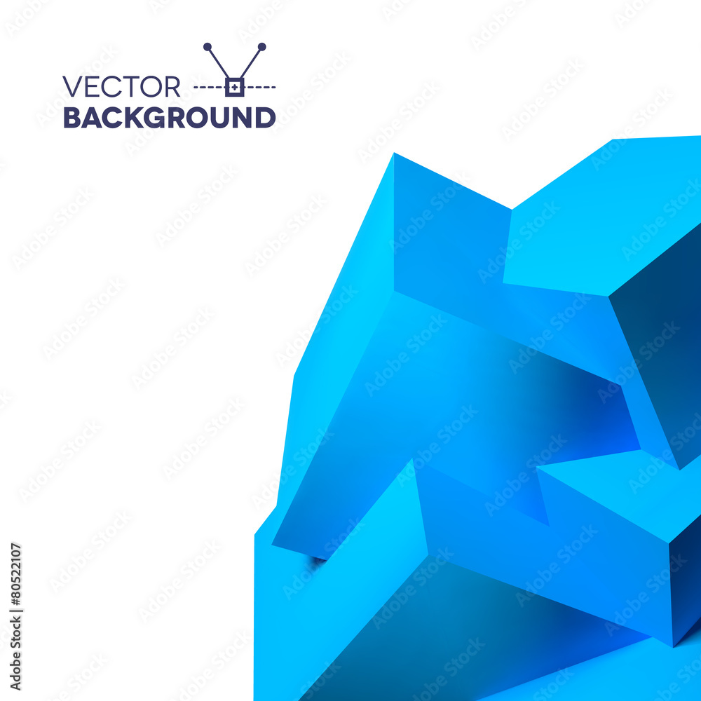 Poster Abstract background with overlapping blue cubes
