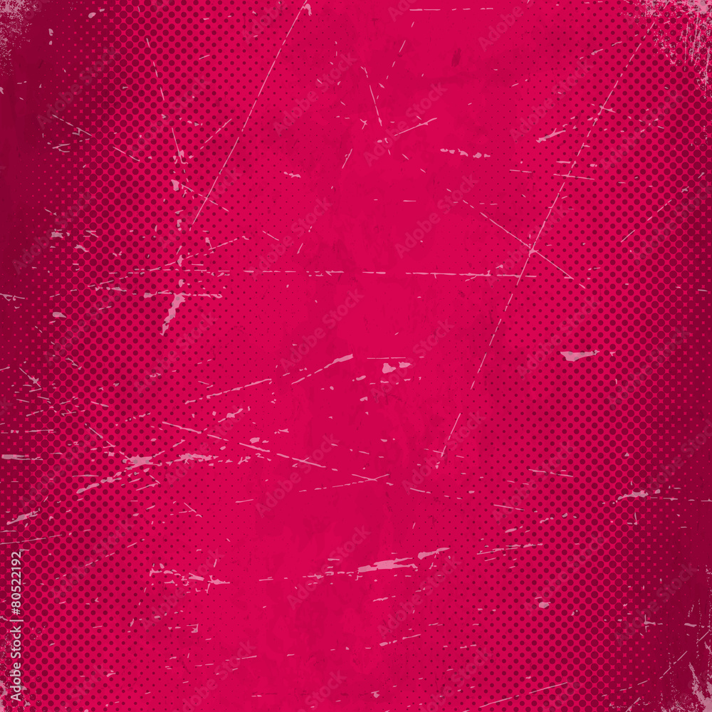 Poster Old red scratched card with halftone gradient
