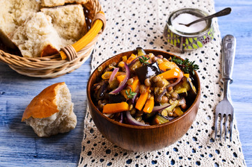 Lentils cooked with vegetables
