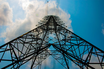 electricity high voltage pole and sky