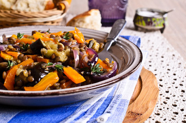 Lentils cooked with vegetables