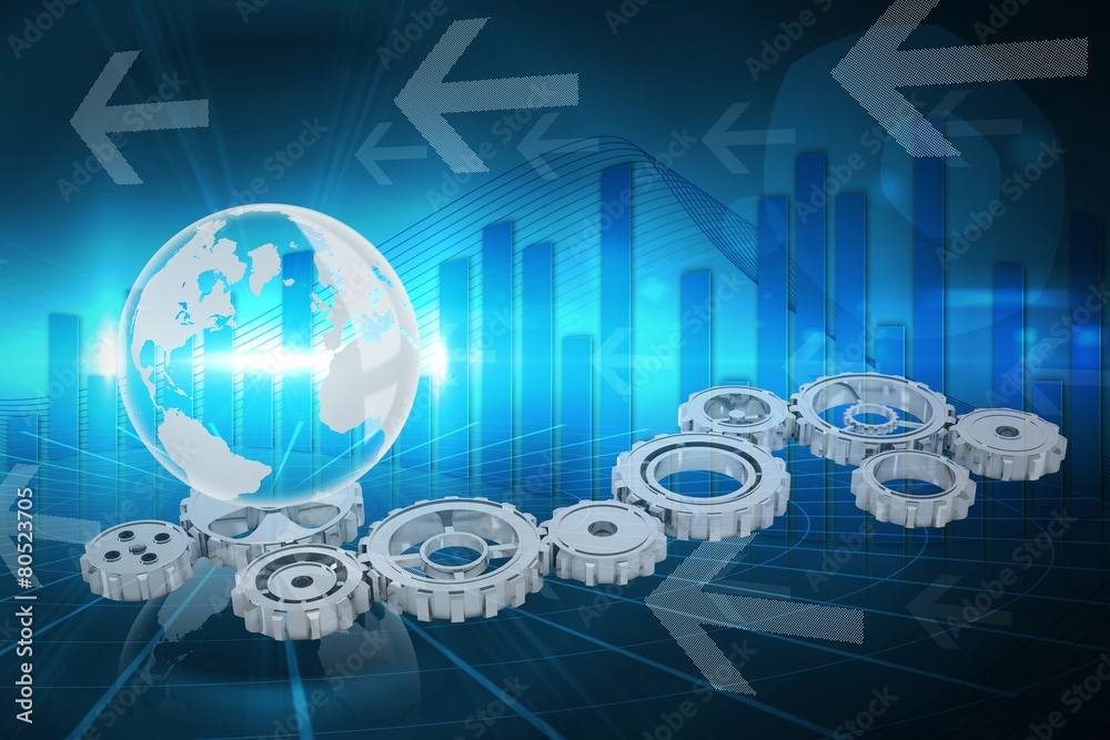 Poster Composite image of cogs and wheels