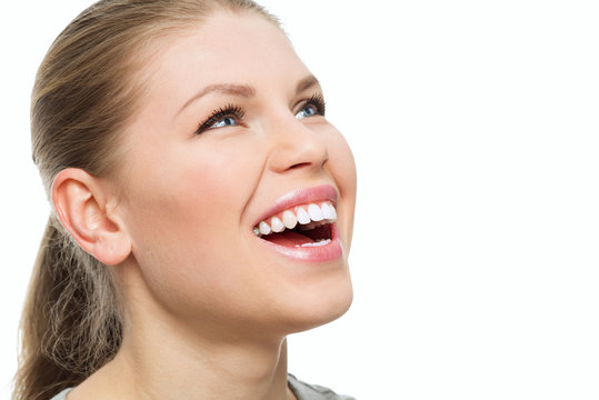 Teeth and gums treatment. Attractive woman with perfect smile