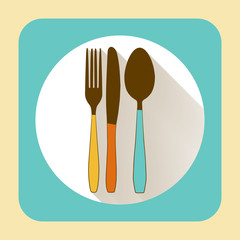 Kitchen ware tableware. Vector flat icon with long shadow