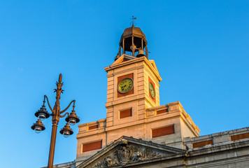 Fototapeta na wymiar The clock of the Real Casa de Correos in Madrid