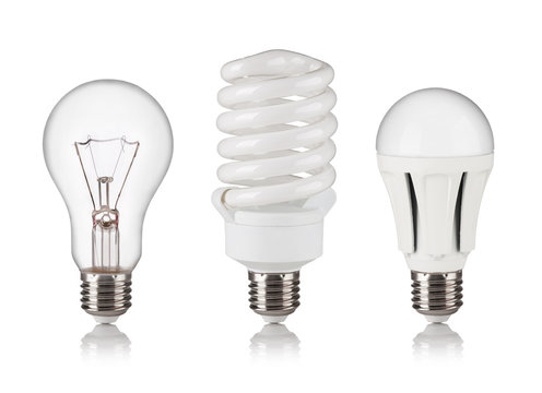 set of different light bulbs