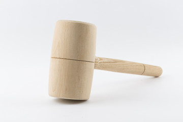 wood hammer on a white background
