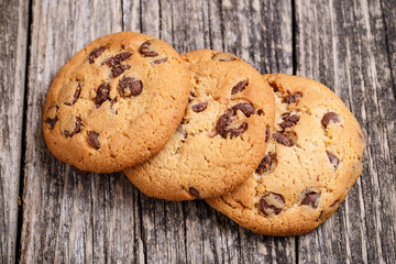 Cookies on a wooden table.