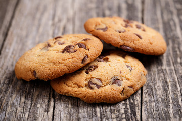 Cookies on a wooden table.