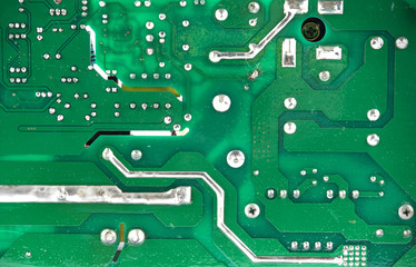 Green circuit board without components.