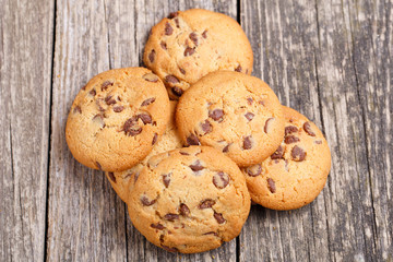 Cookies on a wooden table.