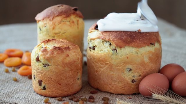 Making traditional easter cake panettone called kulich