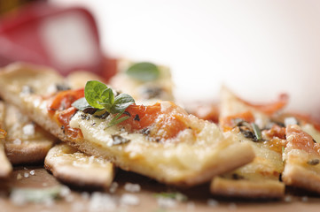 Pizza with cherry tomatoes and cheese