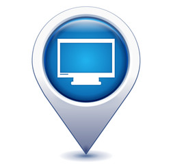téléviseur sur marqueur géolocalisation bleu