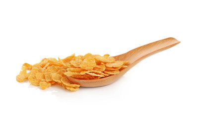 corn flakes in spoon isolated on white background