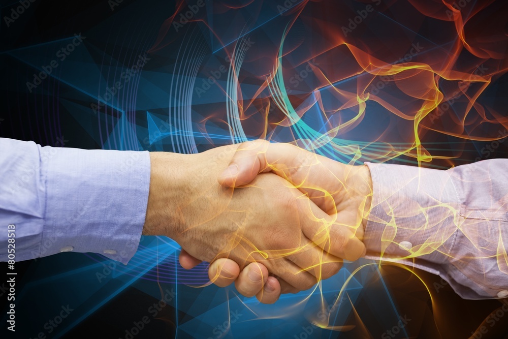 Aufkleber composite image of hand shake in front of wires
