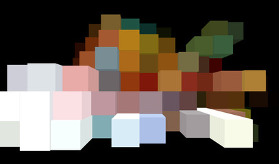 Blocchi quadrati multicolore su fondo nero