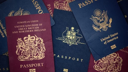 Photo sur Plexiglas Lieux européens Passport. 3D. Assorted passports Landscape
