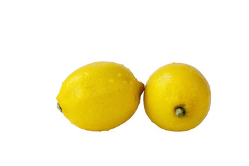 Two Lemons with Water Drops